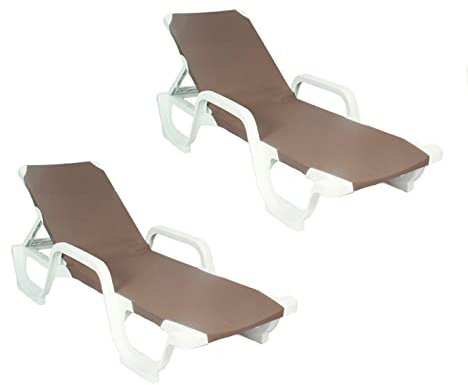 Lote 2 Tumbonas Lena Reciclable. para jardín, Patio, Piscina, Playa, terraza, áticos... Mobiliario para Interior y Exterior (Taupé)