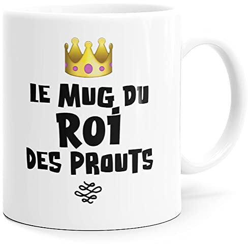 Mug Humour Le Roi des Prouts Tasse Message drôle. Idée Cadeau Original pour Ami Couple Amoureux Collègue Frère Sœur Homme Copain Enfant pour Anniversaire Noël ou Juste pour le Plaisir.