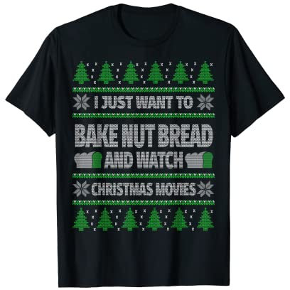 Lustige Hässliche Weihnachtsbäckerei Nusskuchenbrot Uhr Weihnachtsfilme T-Shirt