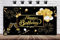 WANBY Geburtstag Banner Schwarz Gold Happy Birthday Banner Party Dekoration Extra Große Hintergrund Banner für Kinder Frauen Mädchen Ältere