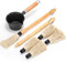 6 Stück Eisen Backtopf und Bürste Grillzubehör 18 Zoll Grill Backpinsel Holz Langer Griff BBQ Mop Bürste für Sauce mit extra Ersatzköpfen und Eisenkochtopf zum Grillen