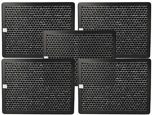 vhbw 5x Aktivkohlefilter Ersatz für Philips FY2420/30 für Luftreiniger | Luftfilter Schwarz