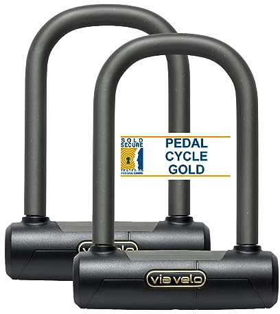 Juego de 2 candados en U mini de alta resistencia de Via Velo, candado para bicicleta de alta seguridad, acero, Ø 16 mm,