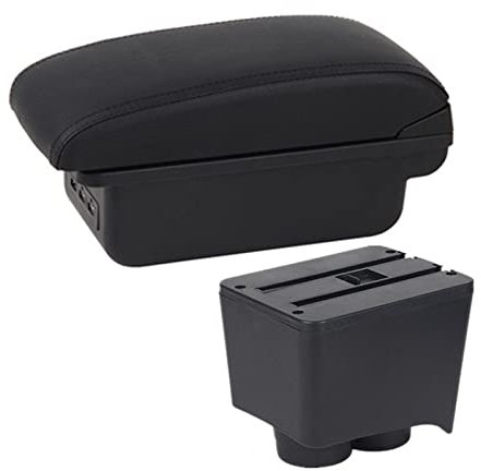 Mittelarmlehne Aufbewahrungsbox Mittelkonsole Getränkehalter Doppelarmlehne Für VW Für Polo 9N 2002–2009 Aufbewahrungsbox (Color : B2 Black line 3USB)