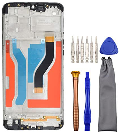 Écran LCD numériseur tactile de remplacement pour Samsung Galaxy A10s SM-A107F SM-A107M avec kit d'outils et cadre d'écran installé Noir 6,2