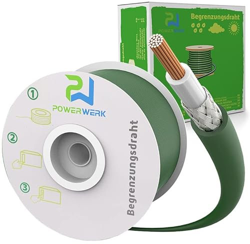 PowerWERK® 100m MESH Begrenzungskabel für Mähroboter Rasenmäher Rasenroboter Zubehör SET Begrenzungsdraht für Suchkabel - kompatibel mit GARDENA/BOSCH/HUSQVARNA/WORX/HONDA/ROBOMOW uvm.