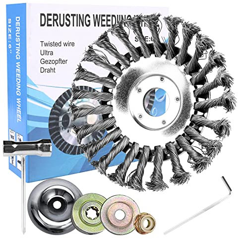 Vegena Unkrautbürste Freischneider, Wildkrautbürste für Motorsense mit 25,4mm Bohrung Profi Trimmer Unkraut Drahtbürste für Freischneider Unkrauttrimmer Bürste zur Effektiven Unkrautentfernung