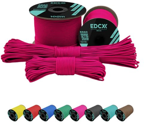 EdcX 2 mm Nylon Paracord 275 (50 und 100 m) – 100% Nylonseil, 3-adrige Schnur, Nylonschnur 2 mm in vielen Farben (Sofit Pink, 50 m)