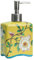 Bicuzat Dispenser per sapone e lozioni in ceramica, motivo floreale, per cucina e bagno, giallo, 368,5 g