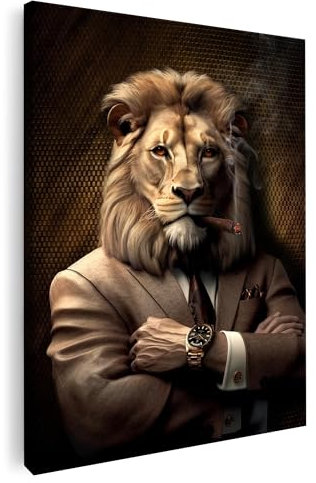 Artmazing | Löwe Bild von Welt | Bilder Löwe Modern | S-Art Bilder | Löwenbilder Modern | Coole Bilder | Wandbild Löwe Deko XXL | Leinwand Bilder | Löwe Bilder | Bild Hochkant | Buntes Poster für Wand