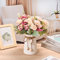 Yorkmills Artificial Flowers for Vase, Pink Roses Fake Flowers with Vase Silk Flowers for Home Spring Decor Office Living Room Fall Decoration, Dining Table Centerpiece