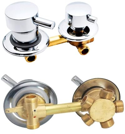 2/3/4/5-Wege-Mischventil Duscharmaturen aus Messing mit Keramischem Filterelement, Kalt- und Warmwasser-Ventil, Mittabstand 9/10/12,5/14,5 cm (12-12.5cm,Fileté 5 voies)
