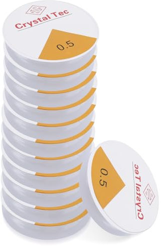 12 Rollen 0.5mm Elastische Schmuckfaden, Transparenter Elastischer Perlenfaden Kristall Schmuckfaden Reißfeste Schnur für DIY Basteln, Perlen Halskette Armband Schmuckherstellung (13 m Lang/Rolle)