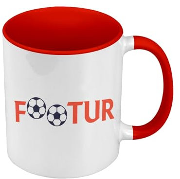 Mug de Couleur Qualité Premium Rouge - Footur Football Future Sport Foot Ballon - Tasse avec anse et intérieur de couleur