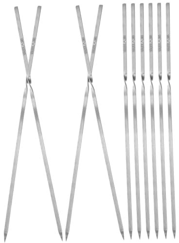 Parliky 10piezas Brochetas Inoxidable Para Barbacoa Asar Resistente Altas Temperaturas Antideslizante Para Camping