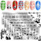 JSRQT 6 Piezas Placas de Uñas de Estampado, Plantillas de Manicura de Metal, Lindo Panda Línea Hojas de Flores Plantillas para Decoración de Uñas con Patrones Mixtos, para Mujeres y Niñas de Manicura