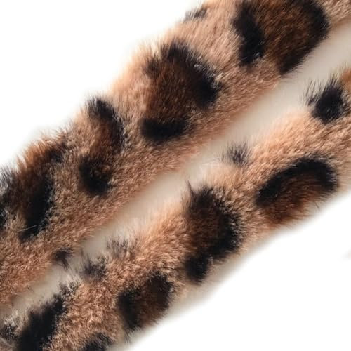 Rockreyoa 5 Stück 1M Kunstfell Bordüre Kunstpelz Band Plüsch Trim Plüschband Dekoband Buntes Kunstpelzbandbesätze für DIY Bastel Requisiten Hausschuhe Pantoffel Kragen Dekoration Leopard 5cm