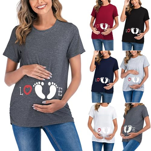 2024 Mode Vêtement Femme Enceinte Grossesse a La Mode Graphique Humour Hi Tee Shirt Grossesse Manche Courte Grande Taille Chic Pas Cher Été Casual Sport Tops Tunique Blouse Haut