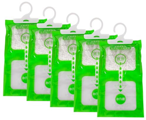 5 Stk Entfeuchtungsbeutel Set, Kleiderschrank Hänge Luftentfeuchter Trocknungsgranulat Beutel, Feuchtigkeitsbeständige Taschen, für Wardrobe, Küche, Schlafzimmer, Badezimmer