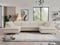 MKS MEBLE Sofa U, Wohnlandschaft U-Form, Ecksofa mit Schlaffunktion und Bettkasten, Schlafsofa mit Bettkasten, Couch mit Verstellbare Kopfstützen - Pedro U - Beige Boucle