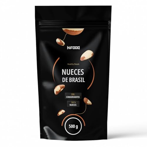 HiFood nueces de Brasil 500 g – nueces de Brasil enteras (Brazil Nuts), naturales, formato grande, veganas, sin aditivos, uso versátil en cocina y repostería