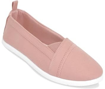 Chums Ladies Dr Keller Wide E Fit Canvas Shoes Slip On with Elasticated Side Gusset Pink 6