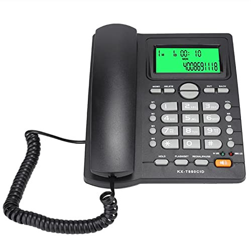 KX T880C Festnetztelefon, Schnurgebundenes Telefon mit Freisprecheinrichtung, Anrufer ID, Kurzwahl- und Stummschaltfunktion, Großtastentelefon, kein Akku Erforderlich (Black)