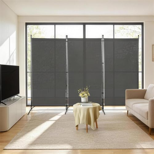 Vkechh Paravent 3 Teilig, 260x180cm Trennwand Raumteiler Paravent Raumteiler Stehend Faltbar,Paravent Raumteiler Innen Sichtschutz Freistehend,Room Divider aus Stahl und Polyester（Anthrazit）