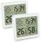 Ankilo Termometro digitale igrometro con orologio, per interni, portatile, multifunzione, igrometro, sveglia digitale con temperatura, indicatore climatico per ufficio, casa, 2 pezzi