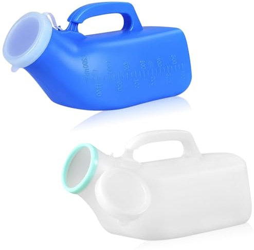 Urinal Bottles for Men, 2 Pack Urine Bottle Portable Thick Pee Bottle with Lid Urine Collection 1200ml for Travel Hospitals Emergency and Camping