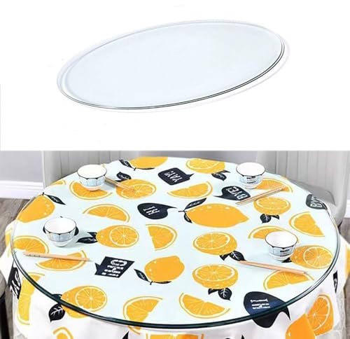 BVDHASDBT Plateau rond en verre trempé, 38–48–78 cm, verre trempé transparent, 8 mm d'épaisseur, pour la maison, la cuisine, la salle à manger, dessus de table rond en verre (90 cm)
