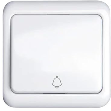Interruptor de timbre blanco, diseño alemán, fácil instalación, ideal para llamadas; sirve para facilitar la comunicación en el hogar.