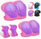 Rodilleras para niños, Protectores en línea para niños, Ajustables, Rodilleras, Coderas, 6 en 1 para monopatín, Patines en línea, Hoverboard, Bicicleta, monopatín (Rosa/Morado)