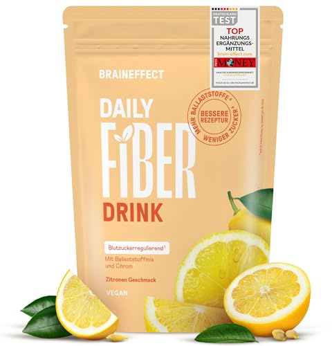 BRAINEFFECT DAILY FIBER - Ballaststoffgetränk mit 9 Ballaststoffquellen für | Verdauung und Appetit - Inavea™ Mix mit Flohsamenschalen, Vitaminen & Mehr - Zuckerfrei - 330g (30 Portionen)