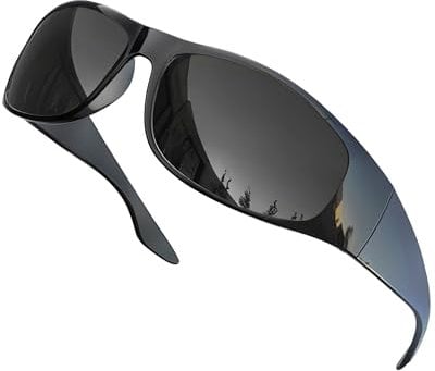 grinderPUNCH Super Dark Lens Black Sunglasses | Biker Style Rider | Wrap Around Frame