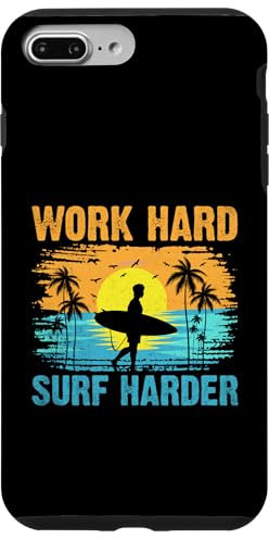 Work Hard Surf Harder Surfer Sea Wave Paddle Case for iPhone 7 Plus/8 Plus