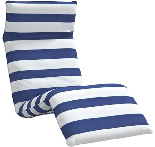 vidaXL Sonnenliege Klappbar Blau und Weiß 175x54x8,5 cm Oxford-Gewebe, Sonnenbett, Liege, Bodenstuhl, Liegestuhl, Chaiselongue, Bodensessel