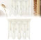 Makramee Vorhang, 100x80cm Boho Gewebter Wandteppich Makramee Wandbehang mit Holzperlen Handgemachte Wandbehang Türvorhang für Hochzeit Hintergrund Hausdekoration (Keine Sticks Enthalten)
