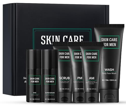 Men’S Skin Care Set: 6-In-1 Mens Skincare Gift Box Facial Kit, Birthday Gifts For Men - Face Wash, Exfoliating Scrub, Day & Night Moisturiser, Anti Wrinkle Serum, Eye Cream - Smooth, Glowing Skin