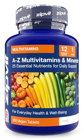 Zipvit A-Z Multivitamins & Minerals for Men & Women - 25 Nutrients - Vegan | High Strength - 360 Tablets - Advanced Everyday Whole Body Support - 3rd Party Tested
