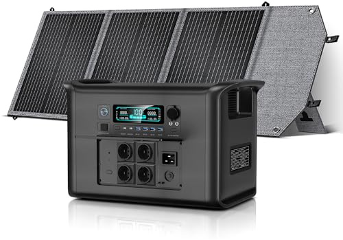 CTOLITY AP2000 Set Tragbare Powerstation mit 100W Solarpanel, LiFePO4 Akku, 2000W Solargenerator, 220V Steckdosen mit max. 2600W Leistung, LFP Powerstation für Outdoor, Camping und Stromreserve
