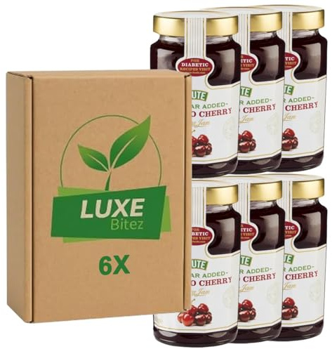 Premium Fruit Preserve – Morello Cherry Jam 430g – No Added Sugar – Compatible with Stute By Luxe Bitez (Pack of 6)
