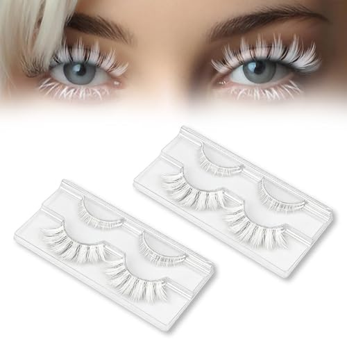 2 Paia Ciglia Bianche Halloween Cosplay Anime Ciglia Ciglia Bianche Cosplay Manga In Stile Giapponese Strumenti Di Estensione Delle Ciglia Per Feste Di Halloween