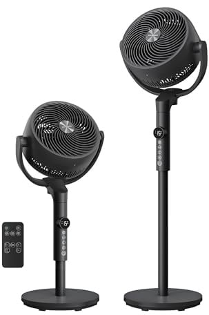 SONGMICS Standventilator, Ventilator leise 20 dB mit Fernbedienung, Luftzirkulator 120° und 135° Oszillation, 15 Geschwindigkeiten, 15 Std. Timer, 3 Modi, höhenverstellbar, tintenschwarz XFC002B1EU