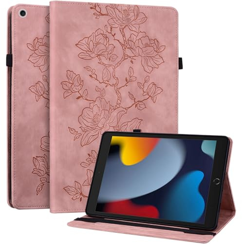 YHDXUYS Hülle für iPad der 9./8./7. Generation 10,2 Zoll 2021/2020/2019, für iPad Air der 3. Gen/Pro 10,5 Zoll, Auto Schlafen/Wachen, Slim PU-Lederhülle mit Multi-Winkel Ständer und Stifthalter, Rosa