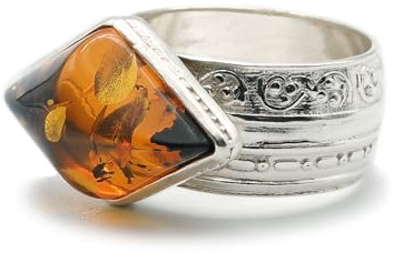 MEKI`S Boho-Chic-Ring aus Natürlichem Bernstein und 925er Sterlingsilber | Hypoallergen