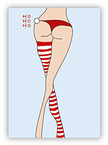 1x Sexy Weihnachtskarte mit Weihnachtsfrau: Ho Ho Ho • als festliche Weihnachts Klappkarte zum Jahres-Ende für Familie und Firma