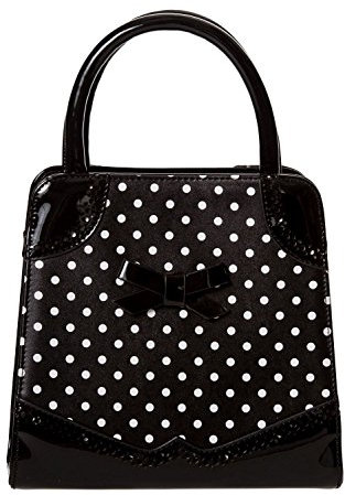 Banned Apparel Vintage 50s Rockabilly gepunktet Carla Handtasche Schultertasche - Schwarz, Einheitsgröße