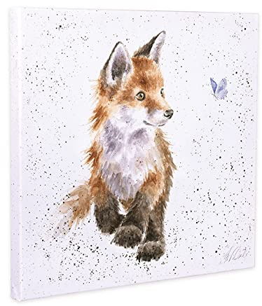 Wrendale Designs Kunstdruck auf Leinwand, Motiv Born to Be Wild, quadratisch, 20 cm, Weiß