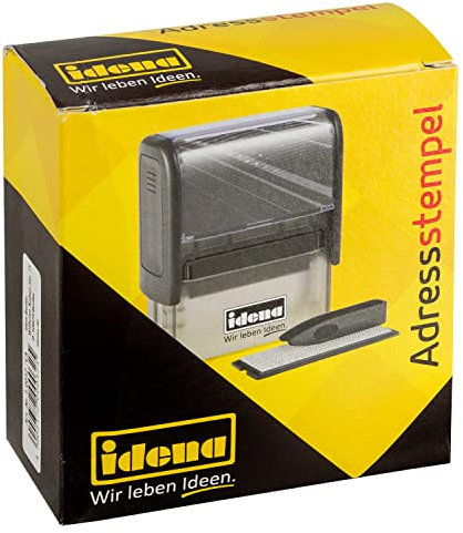 Idena 10032 - Adressstempel, austauschbares Stempelkissen, Pinzette, 1 Stück